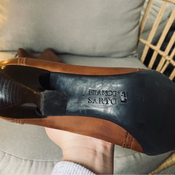 🤎 Vintage US 7.5 Franco Sarto Cognac Brown Suede & Leather Tall Boots - Picture 8 of 9